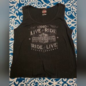 Harley-Davidson Black Sleeveless Top with Silver Graphic